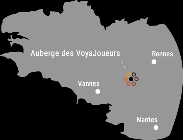 Situation géographique de l’Auberge des VoyaJoueurs en Bretagne